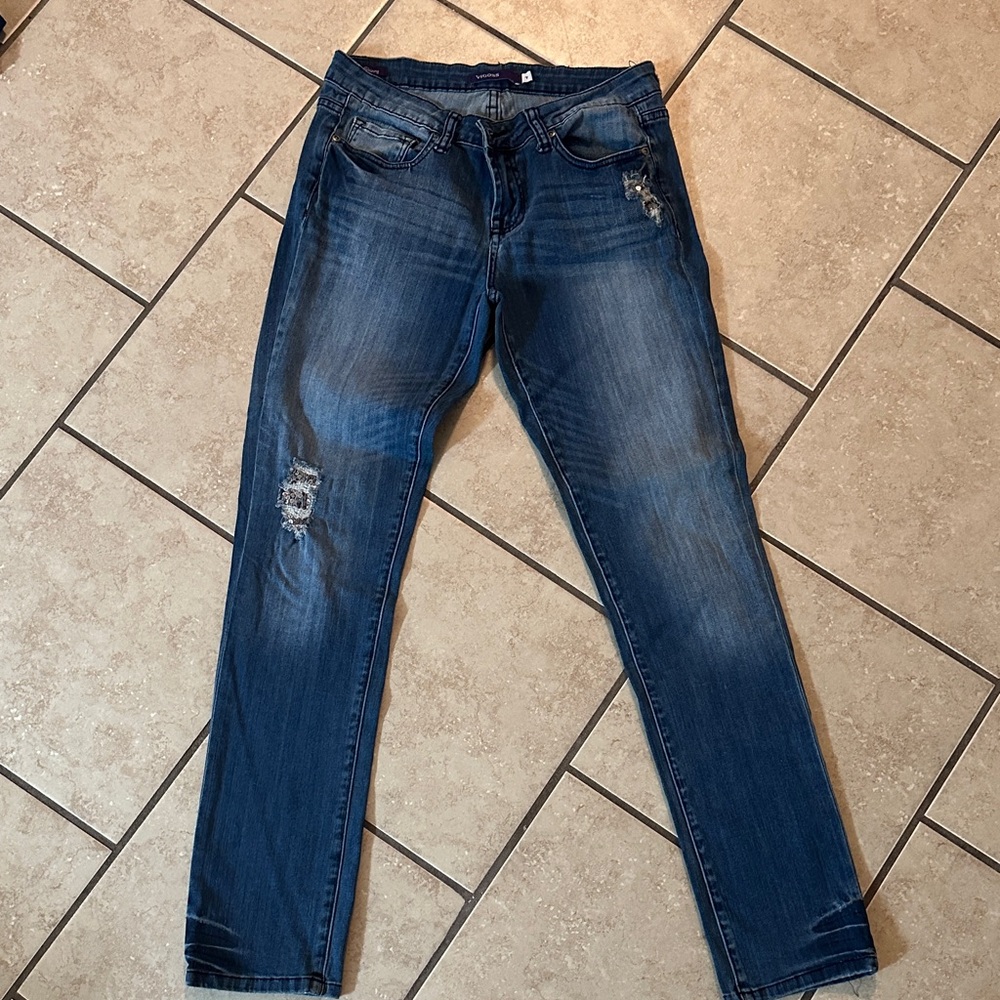 Vigoss Dark Blue Distressed Skinny Jeans